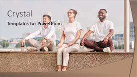  Presentation with serene - Cool new PPT theme with group-of-young-serene backdrop and a lemonade colored foreground