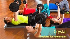  Presentation with group training - Amazing presentation having group of young sport people backdrop and a tawny brown colored foreground