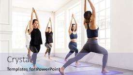  Presentation with young healthy people - Amazing PPT theme having group-of-young-sporty-attractive backdrop and a light blue colored foreground