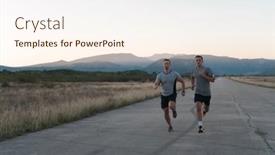  Presentation with sporty - Slide set with group-of-young-sporty-people background and a cream colored foreground