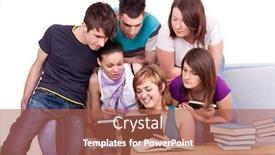  Presentation with homework - Cool new slides with group-of-young-students-doing backdrop and a red colored foreground