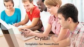  Presentation with racial group high school students - Amazing theme having content writing - group of young students studying backdrop and a coral colored foreground