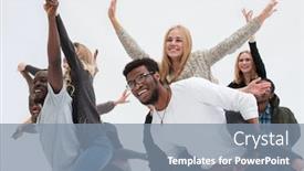  Presentation with flight - PPT theme having group-of-young-successful-people background and a gray colored foreground