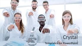  Presentation with successful group of surgeons - Theme having group of young successful scientists background and a light blue colored foreground