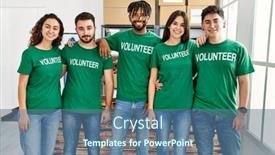  Presentation with group - Theme with group-of-young-volunteers-smiing background and a ocean colored foreground