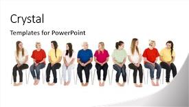  Presentation with black women support group - Beautiful PPT theme featuring group of young women sitting backdrop and a white colored foreground