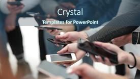  Presentation with youth group - PPT theme enhanced with group-of-youth-with-smartphones background and a ocean colored foreground