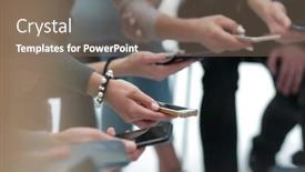  Presentation with youth group - PPT layouts with group-of-youth-with-smartphones background and a violet colored foreground