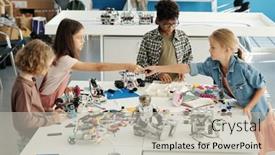  Presentation with youthful - PPT layouts with group-of-youthful-intercultural-schoolkids background and a light gray colored foreground