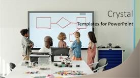  Presentation with youthful - Presentation design consisting of group-of-youthful-learners-standing background and a  colored foreground