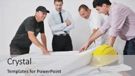  Presentation with architects - Beautiful PPT layouts featuring group on construciton site backdrop and a light gray colored foreground