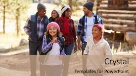  Presentation with extended family - Beautiful PPT layouts featuring group on walk through woods backdrop and a coral colored foreground
