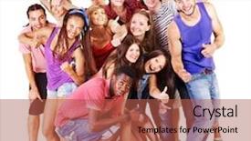  Presentation with multi racial - Beautiful slides featuring group people isolated backdrop and a red colored foreground