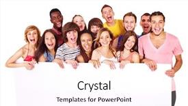  Presentation with multi racial - Amazing PPT theme having group people isolated backdrop and a pink colored foreground