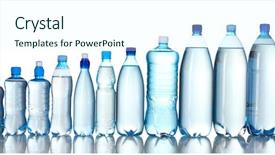  Presentation with pure water - Presentation theme having group plastic bottles of water background and a cool aqua colored foreground