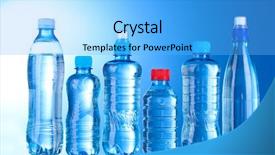 Presentation with pure water - PPT theme enhanced with group plastic bottles of water background and a light blue colored foreground
