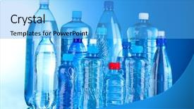  Presentation with blue water - Slides with group plastic bottles of water background and a light blue colored foreground