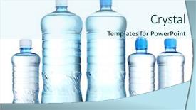  Presentation with pure water - Slide deck having group plastic bottles of water background and a cool aqua colored foreground