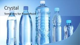  Presentation with plastic bottle - Slides with group plastic bottles of water background and a light blue colored foreground