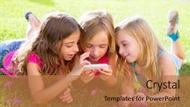  Presentation with children little child girl plays - Audience pleasing slide deck consisting of group playing internet with mobil backdrop and a coral colored foreground