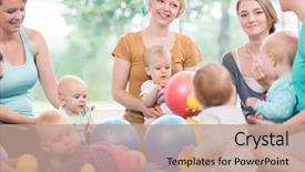  Presentation with pregnant mother fetus women - Presentation featuring group playing with their baby background and a coral colored foreground