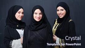  Presentation with hijab modern - Beautiful slides featuring group-portrait-of-beautiful-muslim backdrop and a wine colored foreground