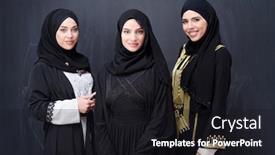  Presentation with muslim women - Colorful PPT layouts enhanced with group-portrait-of-beautiful-muslim backdrop and a wine colored foreground