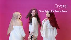  Presentation with islam ramadan - Colorful theme enhanced with group-portrait-of-beautiful-muslim backdrop and a violet colored foreground