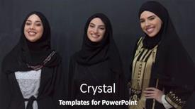  Presentation with muslim women - Presentation theme enhanced with group-portrait-of-beautiful-muslim background and a black colored foreground