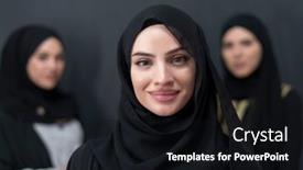  Presentation with muslim women - PPT layouts featuring group-portrait-of-beautiful-muslim background and a wine colored foreground