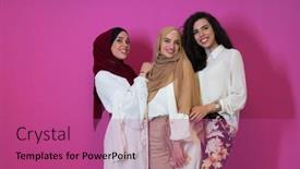  Presentation with hijab modern - PPT theme consisting of group-portrait-of-beautiful-muslim background and a  colored foreground