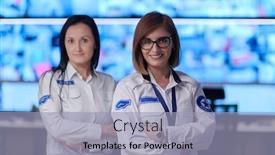  Presentation with female security - Audience pleasing slide set consisting of group-portrait-of-female-security backdrop and a light blue colored foreground