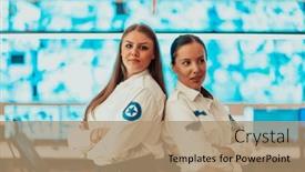  Presentation with female security - PPT layouts consisting of group-portrait-of-female-security background and a coral colored foreground