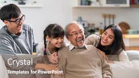  Presentation with community service happy volunteer group - Cool new theme with group-portrait-of-happy-multigenerational backdrop and a coral colored foreground