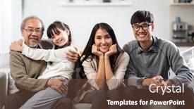  Presentation with living room family - PPT layouts having group-portrait-of-happy-multigenerational background and a tawny brown colored foreground
