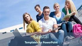  Presentation with steps - Amazing presentation theme having group portrait of happy students outside sitting on steps have fun backdrop and a ocean colored foreground