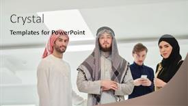  Presentation with muslim - Cool new theme with group-portrait-of-muslim-businessmen backdrop and a light gray colored foreground