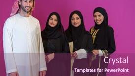  Presentation with islam ramadan - Slide deck enhanced with group-portrait-of-young-muslim background and a violet colored foreground