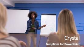  Presentation with african american meeting - Amazing slide deck having group presentation - young african american speaker seminar backdrop and a  colored foreground