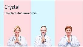  Presentation with collage medical - Beautiful PPT theme featuring group professionals doctors wearing medical backdrop and a  colored foreground