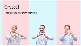  Presentation with collage medical - PPT layouts featuring group professionals doctors wearing medical background and a sky blue colored foreground