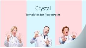  Presentation with collage medical - PPT theme having group professionals doctors wearing medical background and a sky blue colored foreground