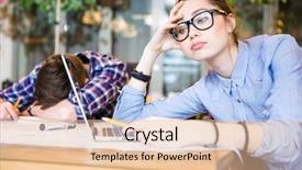  Presentation with overworked - Cool new PPT layouts with group projects - sleepy overworked business people sitting backdrop and a lemonade colored foreground
