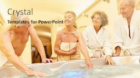  Presentation with hydrotherapy - Amazing slide deck having group-seniors-doing-a-hydrotherapy backdrop and a blonde colored foreground