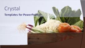  Presentation with create - Presentation design enhanced with group-shot-of-vegetables background and a sky blue colored foreground