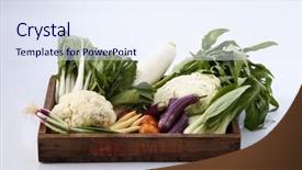  Presentation with create - Slide set with group-shot-of-vegetables background and a sky blue colored foreground