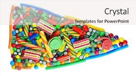  Presentation with bright colorful candy isolated - PPT theme enhanced with group stick figures - colorful candies in shape background and a  colored foreground