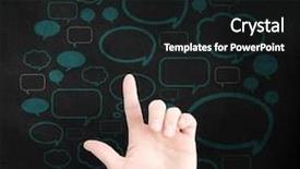  Presentation with communication - Beautiful presentation theme featuring group stick figures - communication concept with hand backdrop and a  colored foreground