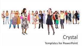  Presentation with confidence - PPT theme featuring group stick figures - standing confidence people background and a  colored foreground