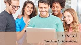  Presentation with team group - Slide set enhanced with group students as internet start background and a coral colored foreground